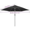 vidaXL Replacement Fabric for Outdoor Parasol Anthracite 300 cm