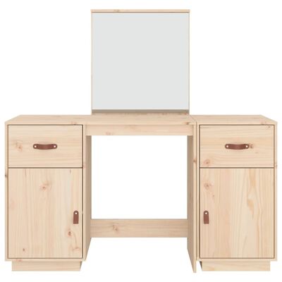 vidaXL Dressing Table Set with a Mirror Solid Wood Pine