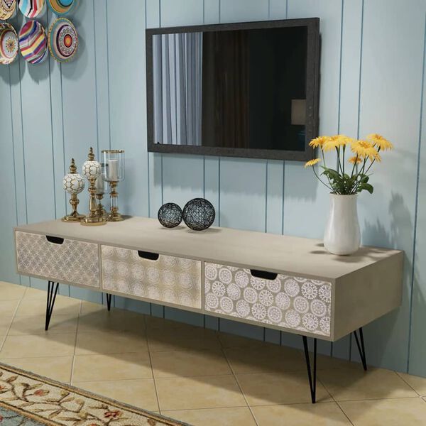 vidaXL TV Cabinet with 3 Drawers 120x40x36 cm Grey