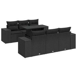 vidaXL 7 Piece Garden Sofa Set with Cushions Black Poly Rattan