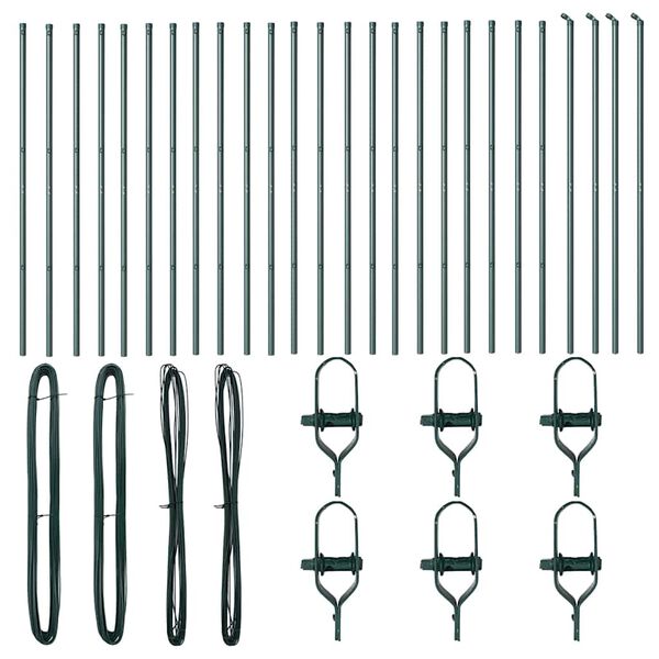 vidaXL Fence Post Other 26 pcs Green 3.2 x 3.2 x 150 cm Steel