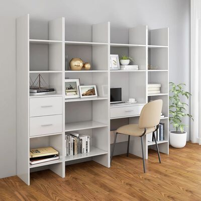 vidaXL Book Cabinet High Gloss White 60x35x180 cm Engineered Wood