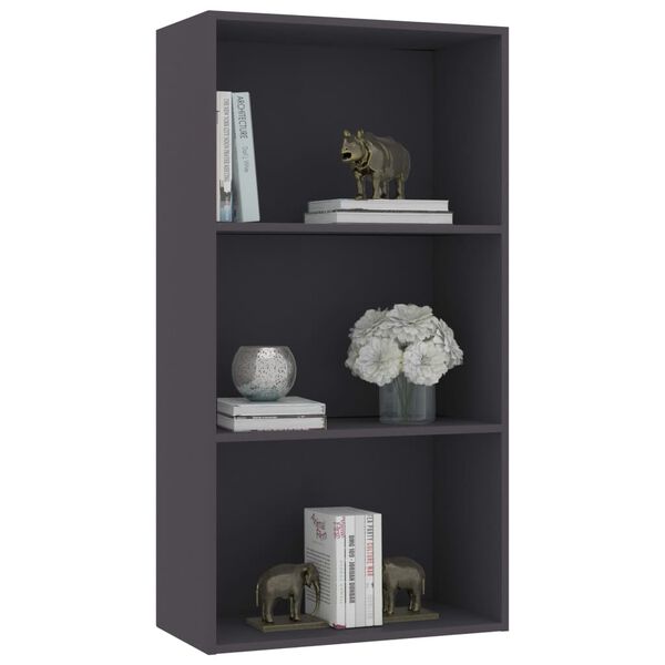 vidaXL 3-Tier Book Cabinet Grey 60x30x114 cm Engineered Wood