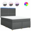 vidaXL Box Spring Bed with Mattress Dark Grey Double Fabric