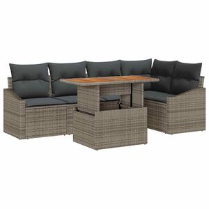 vidaXL Garden Sofa Set with Storage 6 pcs Grey Poly rattan