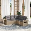 vidaXL 5 Piece Garden Sofa Set with Cushions Beige Poly Rattan