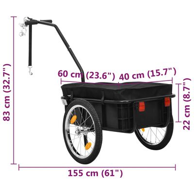 vidaXL Bike Cargo Trailer/Hand Wagon 155x60x83 cm Steel Black