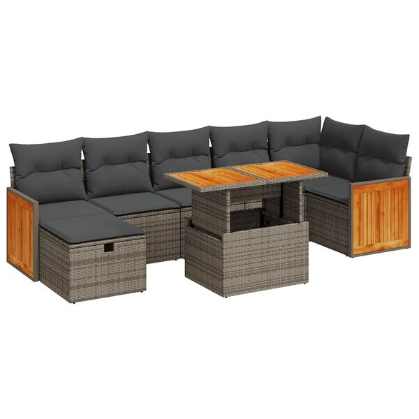 vidaXL 5 Piece Garden Sofa Set with Cushions Grey Poly Rattan