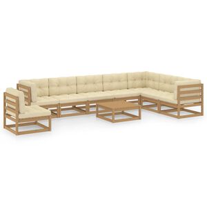 vidaXL 9 Piece Garden Lounge Set & Cushions Honey Brown Solid Pinewood