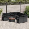 vidaXL Garden Sofa Set with Storage 9 pcs Black Poly Rattan