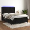 vidaXL Box Spring Bed with Mattress&LED Black 137x187 cm Double Size Velvet