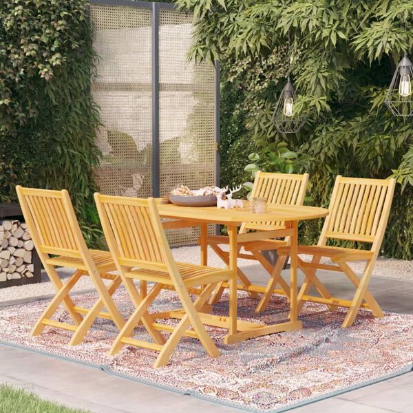 vidaXL 5 Piece Garden Dining Set Solid Teak Wood
