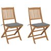 vidaXL Folding Garden Chairs 2 pcs with Cushions Solid Wood Acacia