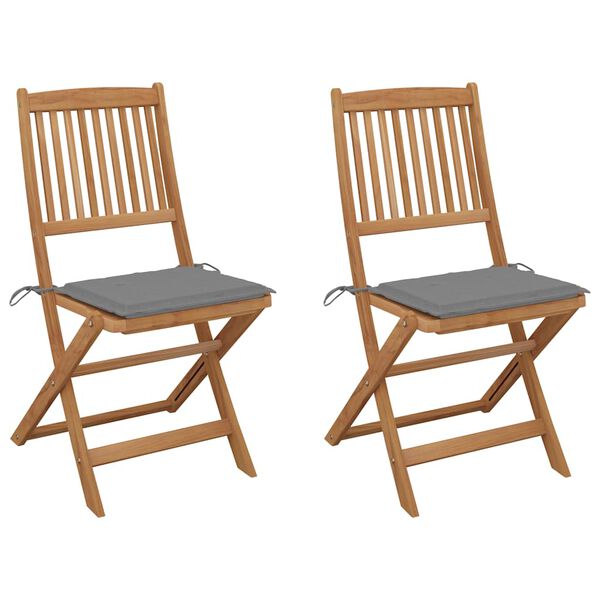 vidaXL Folding Garden Chairs 2 pcs with Cushions Solid Wood Acacia