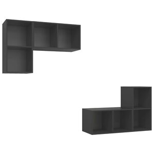 vidaXL Wall-mounted TV Cabinets 4 pcs Grey Engineered Wood