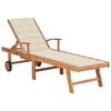 vidaXL Sun Lounger with Cream Cushion Solid Teak Wood
