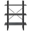 vidaXL 3-Tier Book Cabinet Grey 80x30x105 cm Solid Pine Wood