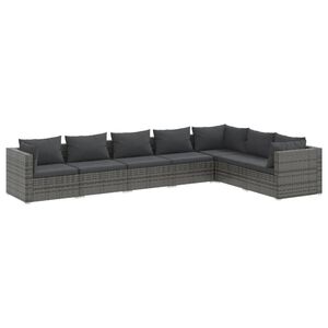 vidaXL 7 Piece Garden Lounge Set with Cushions Poly Rattan Grey