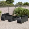 vidaXL Garden Sofa Set with Cushion 9 pcs Black Poly Rattan