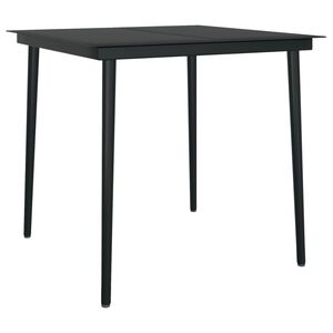 vidaXL Garden Dining Table | Black | Powder-coated steel, glass | 80 cm x 80 cm