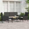 vidaXL 4 Piece Garden Lounge Set with Cushions Black Poly Rattan