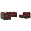 vidaXL 6 Piece Garden Lounge Set with Cushions Poly Rattan Brown