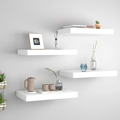 vidaXL Floating Wall Shelves 4 pcs White 40x23x3.8 cm MDF
