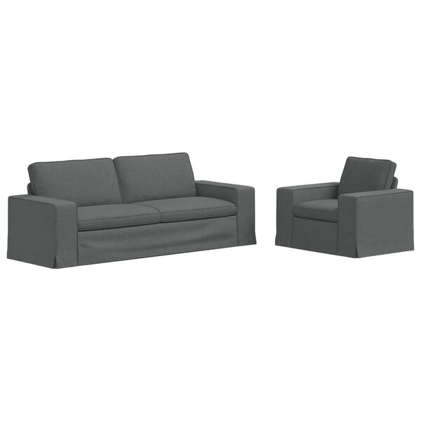 vidaXL Sofa 2 pcs Dark Grey 222 x 80 x 82 cm Fabric