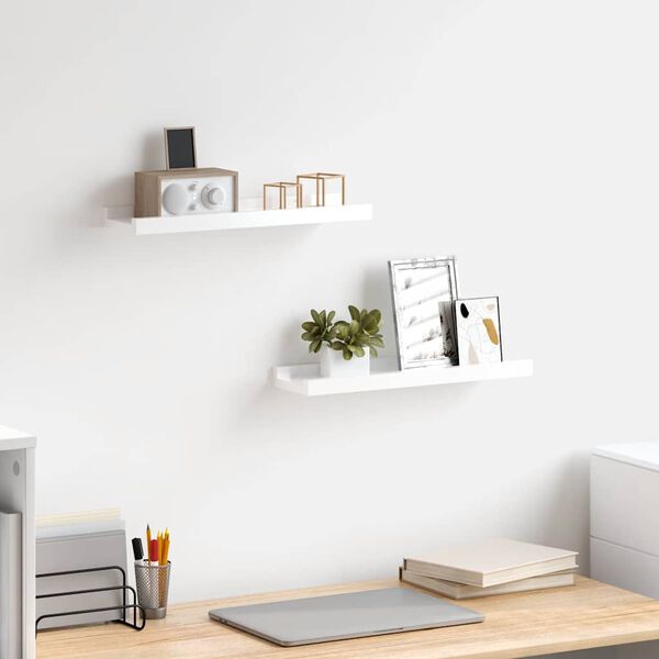 vidaXL Wall Shelves 2 pcs High Gloss White 40x9x3 cm