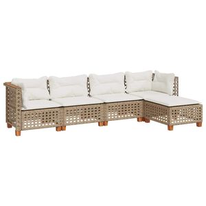 vidaXL 5 Piece Garden Sofa Set with Cushions Beige Poly Rattan