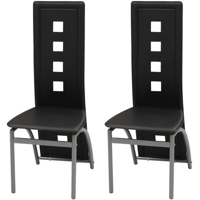 vidaXL Dining Chairs 2 pcs Black Faux Leather