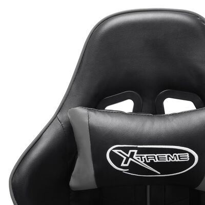 vidaXL Gaming Chair with Footrest Black and Grey Artificial Leather
