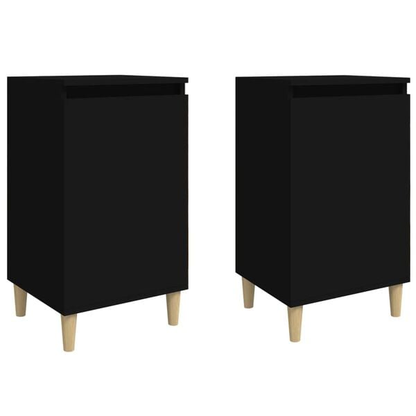vidaXL Bedside Cabinets 2 pcs Black 40x35x70 cm Engineered Wood