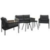vidaXL 5 Piece Balcony Furniture Set with Cushions Black Steel