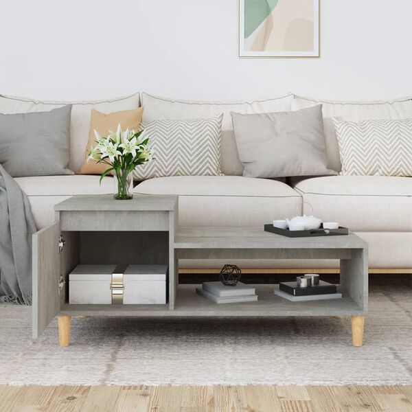 vidaXL Coffee Table Concrete Grey 100x50x45 cm Engineered Wood