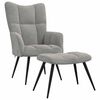 vidaXL Relaxing Chair with a Stool Light Grey Velvet