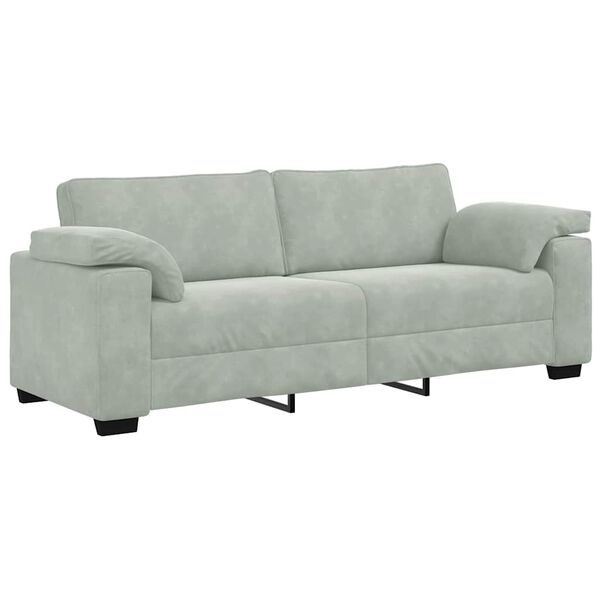 vidaXL 3-Seater Sofa Light Grey 220x77x82 cm Velvet