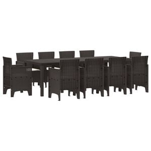 vidaXL Garden Dining Set 11 pcs Brown Polypropylene