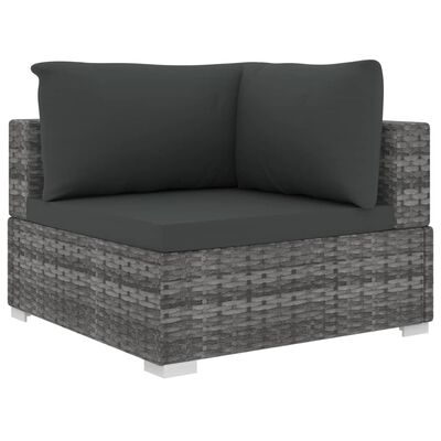 vidaXL 13 Piece Garden Lounge Set with Cushions Poly Rattan Grey