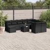 vidaXL 10 Piece Garden Sofa Set with Cushions Black Poly Rattan