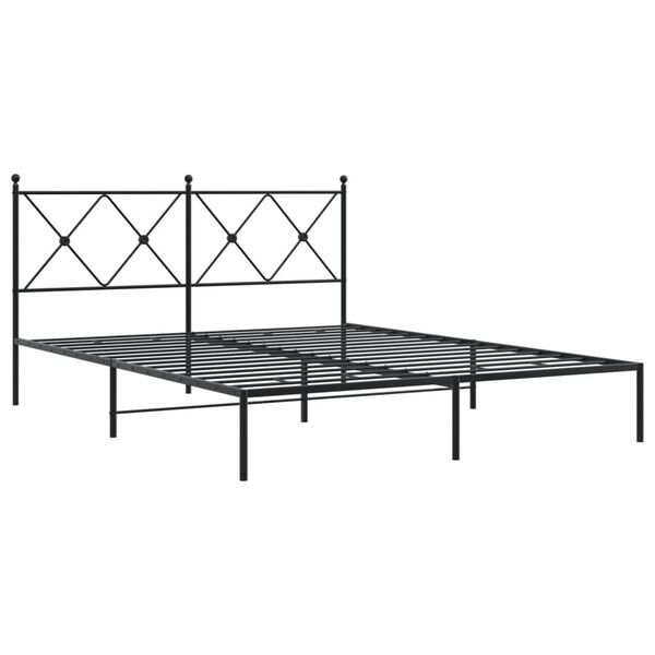 vidaXL Metal Bed Frame without Mattress with Headboard Black 150x200cm