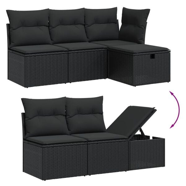vidaXL 7 Piece Garden Sofa Set with Cushions Grey Poly Rattan
