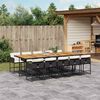 vidaXL 11 Piece Garden Dining Set with Cushions Black Poly Rattan