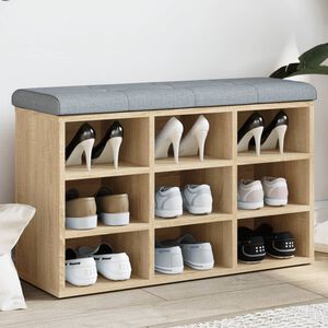 vidaXL Shoe Bench Sonoma Oak 82x32x50 cm Engineered Wood