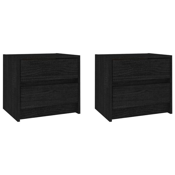 vidaXL Bedside Cabinets 2 pcs Black 40x30.5x35.5 cm Solid Pine Wood