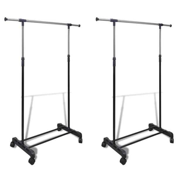 vidaXL Adjustable Clothes Racks 2 pcs 1 Hanging Rail