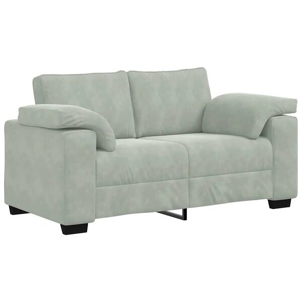 vidaXL 2 Piece Sofa Set with Cushions Light Grey Velvet