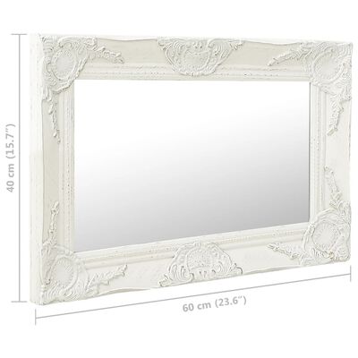 vidaXL Wall Mirror Baroque Style 60x40 cm White