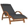 vidaXL Sun Lounger with Pillow Grey Textilene and Solid Wood Poplar