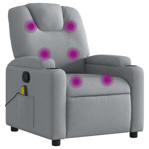 vidaXL Massage Recliner Chair Light Grey Fabric
